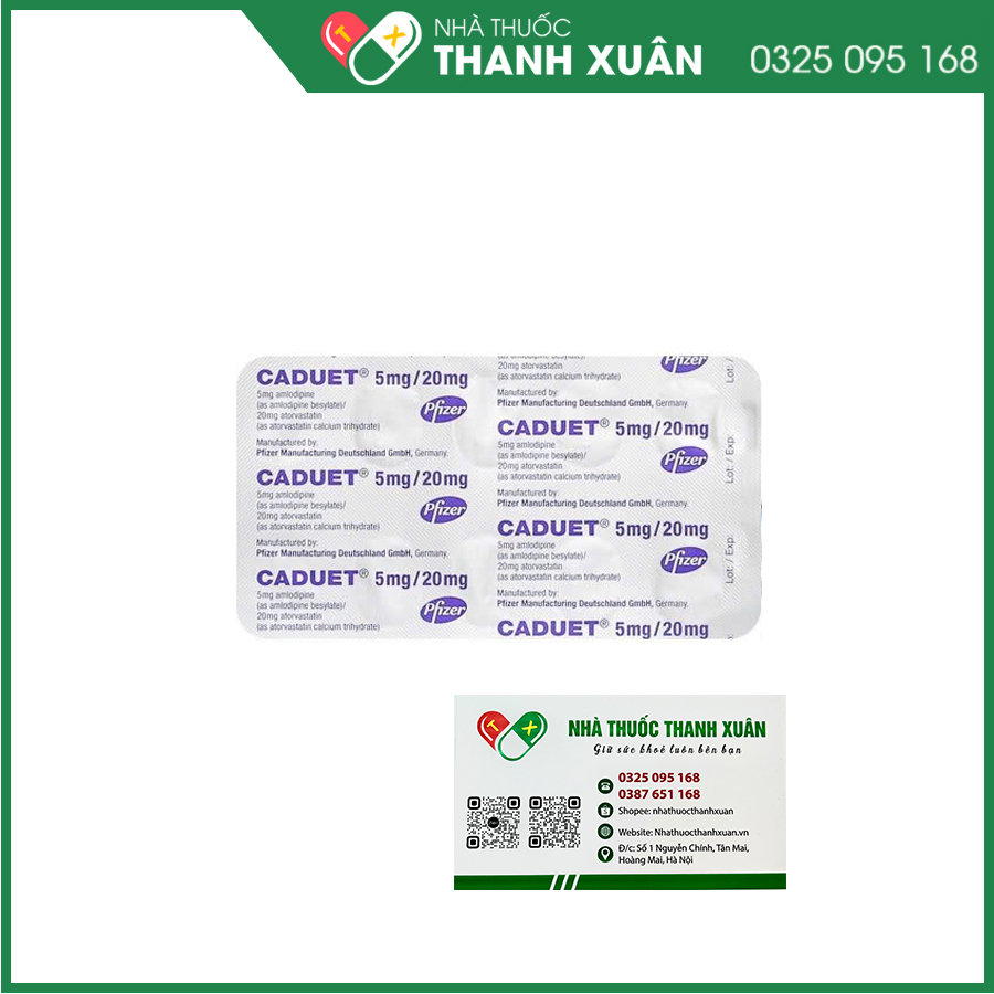 Caduet 5mg/20mg thuốc điều trị tăng huyết áp ở bệnh nhân cần điều trị bằng cả amlodipine và atorvastatin